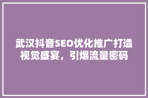 武汉抖音SEO优化推广打造视觉盛宴，引爆流量密码