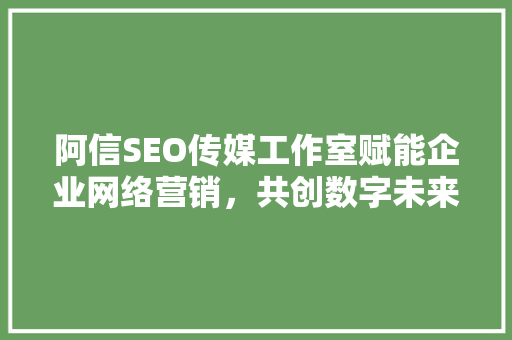 阿信SEO传媒工作室赋能企业网络营销，共创数字未来