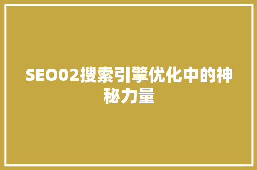 SEO02搜索引擎优化中的神秘力量