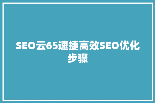 SEO云65速捷高效SEO优化步骤