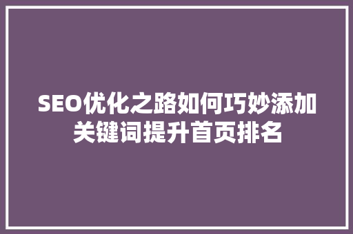 SEO优化之路如何巧妙添加关键词提升首页排名