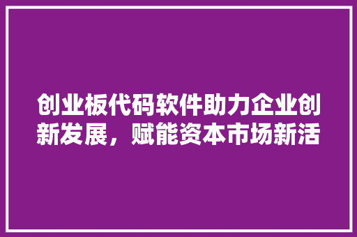 创业板代码软件助力企业创新发展，赋能资本市场新活力