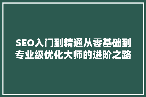SEO入门到精通从零基础到专业级优化大师的进阶之路