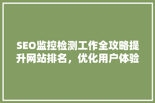 SEO监控检测工作全攻略提升网站排名，优化用户体验