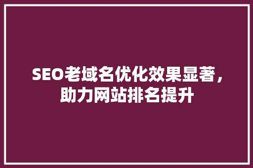 SEO老域名优化效果显著，助力网站排名提升
