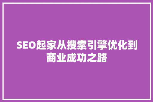 SEO起家从搜索引擎优化到商业成功之路