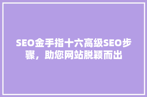 SEO金手指十六高级SEO步骤，助您网站脱颖而出