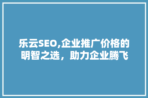 乐云SEO,企业推广价格的明智之选，助力企业腾飞