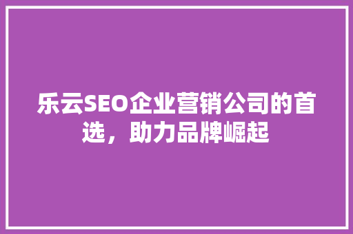 乐云SEO企业营销公司的首选，助力品牌崛起