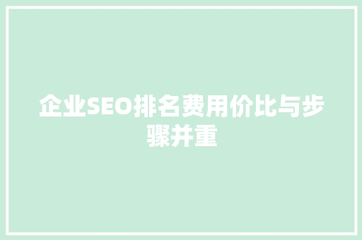 企业SEO排名费用价比与步骤并重