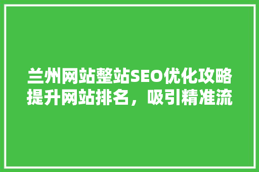 兰州网站整站SEO优化攻略提升网站排名，吸引精准流量