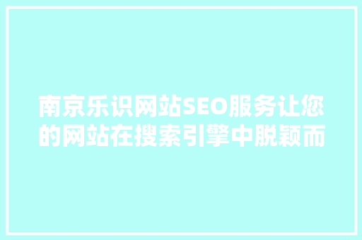 南京乐识网站SEO服务让您的网站在搜索引擎中脱颖而出