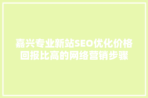 嘉兴专业新站SEO优化价格回报比高的网络营销步骤