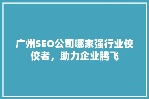 广州SEO公司哪家强行业佼佼者，助力企业腾飞