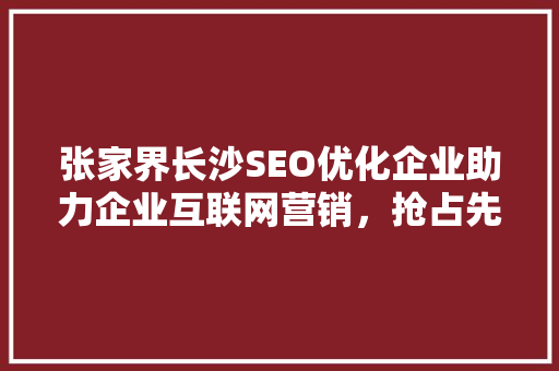 张家界长沙SEO优化企业助力企业互联网营销，抢占先机