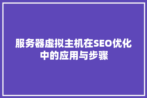 服务器虚拟主机在SEO优化中的应用与步骤
