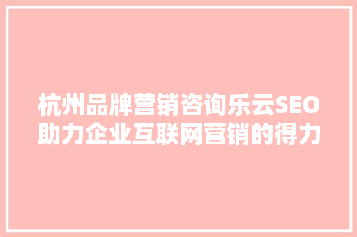 杭州品牌营销咨询乐云SEO助力企业互联网营销的得力助手