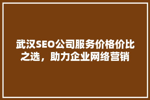武汉SEO公司服务价格价比之选，助力企业网络营销