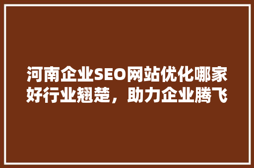 河南企业SEO网站优化哪家好行业翘楚，助力企业腾飞