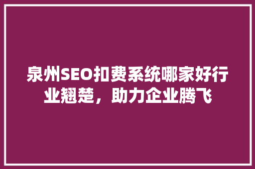 泉州SEO扣费系统哪家好行业翘楚，助力企业腾飞