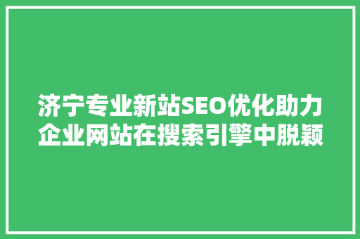 济宁专业新站SEO优化助力企业网站在搜索引擎中脱颖而出