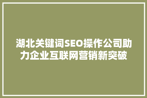 湖北关键词SEO操作公司助力企业互联网营销新突破