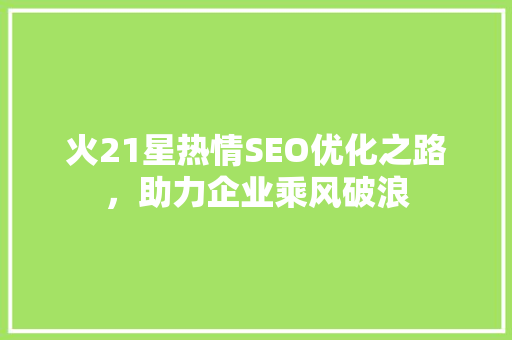 火21星热情SEO优化之路，助力企业乘风破浪