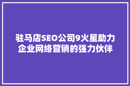 驻马店SEO公司9火星助力企业网络营销的强力伙伴