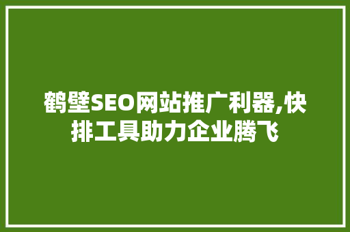 鹤壁SEO网站推广利器,快排工具助力企业腾飞