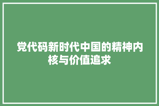 党代码新时代中国的精神内核与价值追求