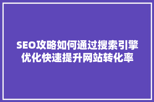 SEO攻略如何通过搜索引擎优化快速提升网站转化率