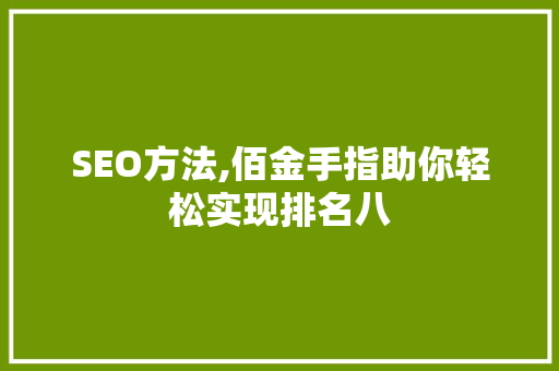 SEO方法,佰金手指助你轻松实现排名八
