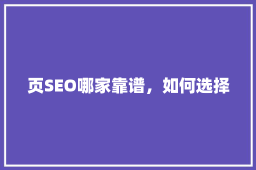 页SEO哪家靠谱，如何选择