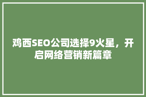 鸡西SEO公司选择9火星，开启网络营销新篇章