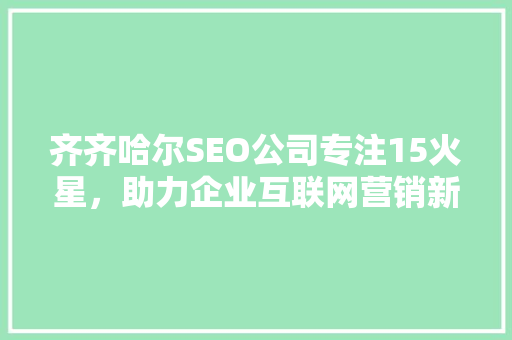齐齐哈尔SEO公司专注15火星，助力企业互联网营销新高度