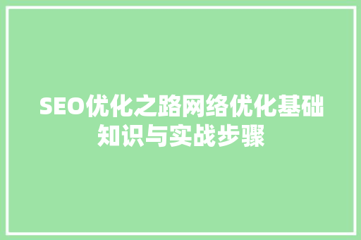 SEO优化之路网络优化基础知识与实战步骤