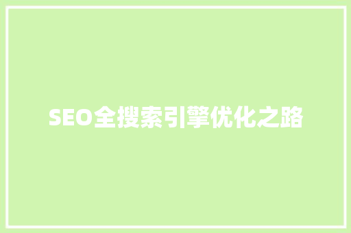 SEO全搜索引擎优化之路