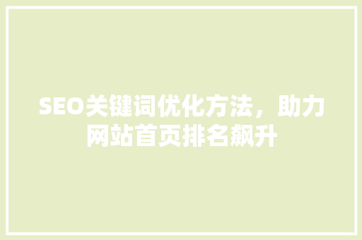 SEO关键词优化方法，助力网站首页排名飙升