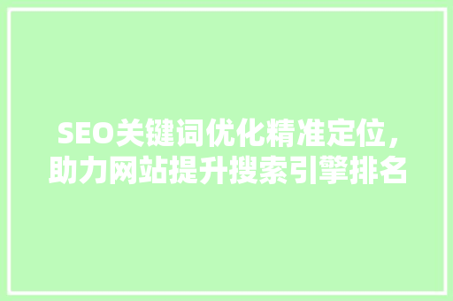 SEO关键词优化精准定位，助力网站提升搜索引擎排名  第1张