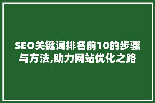 SEO关键词排名前10的步骤与方法,助力网站优化之路