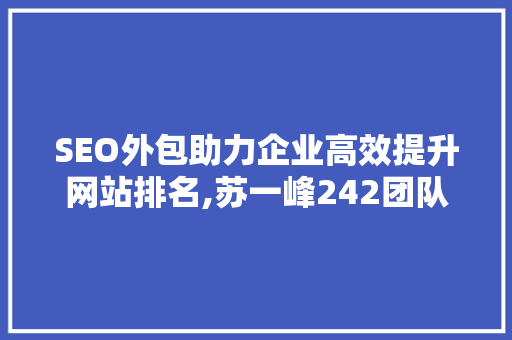 SEO外包助力企业高效提升网站排名,苏一峰242团队的专业