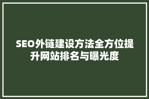 SEO外链建设方法全方位提升网站排名与曝光度
