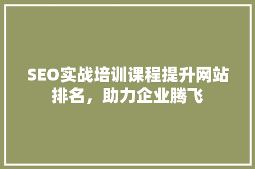 SEO实战培训课程提升网站排名，助力企业腾飞
