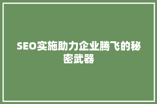 SEO实施助力企业腾飞的秘密武器