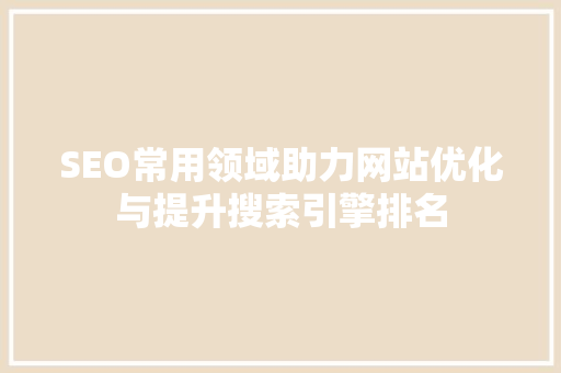 SEO常用领域助力网站优化与提升搜索引擎排名