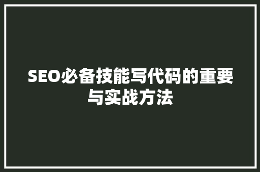 SEO必备技能写代码的重要与实战方法