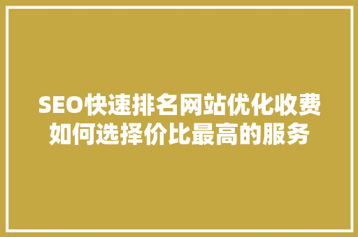 SEO快速排名网站优化收费如何选择价比最高的服务