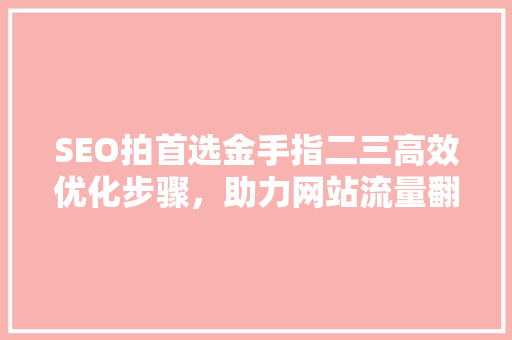 SEO拍首选金手指二三高效优化步骤，助力网站流量翻倍