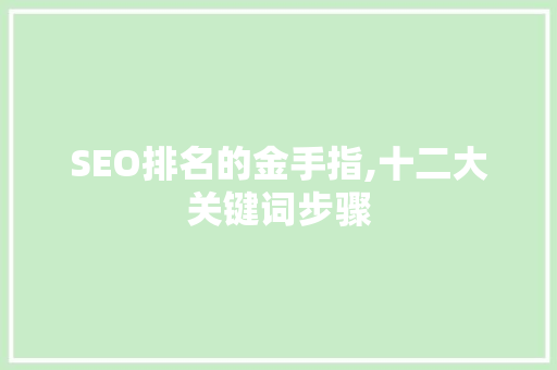 SEO排名的金手指,十二大关键词步骤
