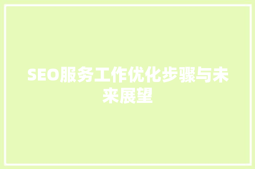 SEO服务工作优化步骤与未来展望